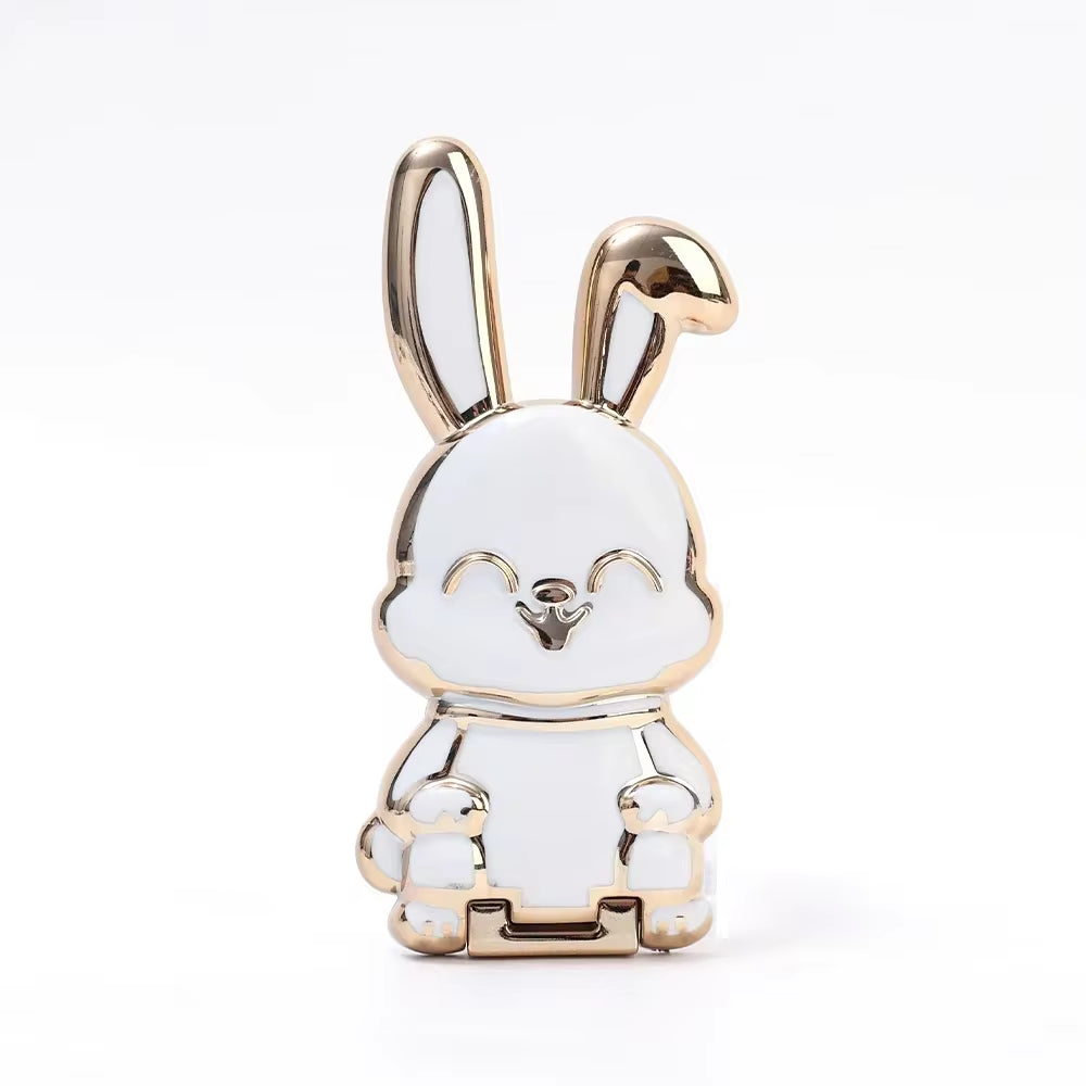 Ultra-Thin Cartoon Rabbit Finger Ring Phone Holder - Foldable Adhesive Stand for Desktop Support
