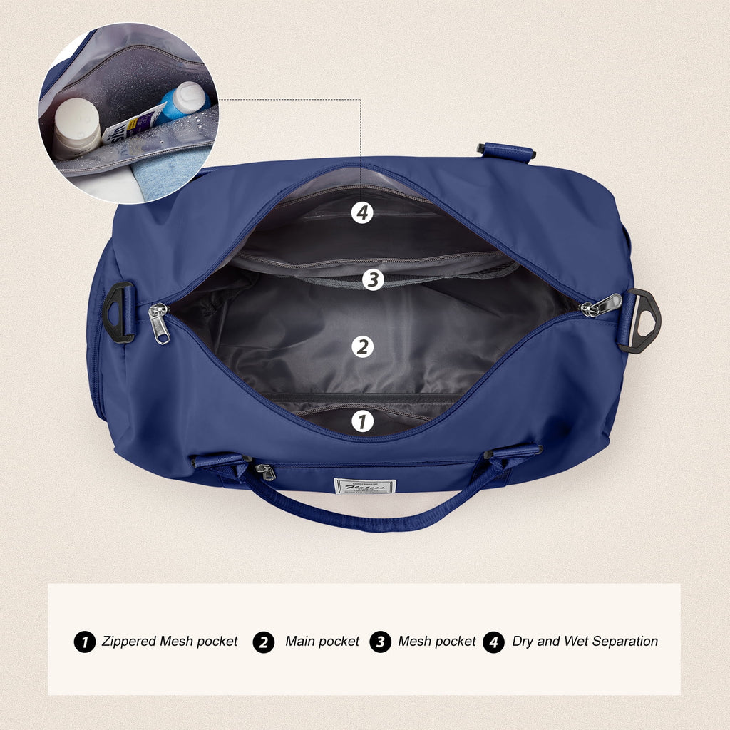 Gym Bag for Women Men with Wet Pocket, Travel Duffle Bag Sport Gym Tote Bag with Shoe Compartment, Carry on Overnight Bag Hospital Bag Dark Blue