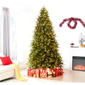 9Ft Christmas Tree with Lights, Realistic Fir Christmas Tree Prelit with 2532 Branch Tips, 900 Warm Lights and Metal Stand