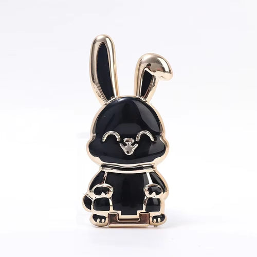 Ultra-Thin Cartoon Rabbit Finger Ring Phone Holder - Foldable Adhesive Stand for Desktop Support